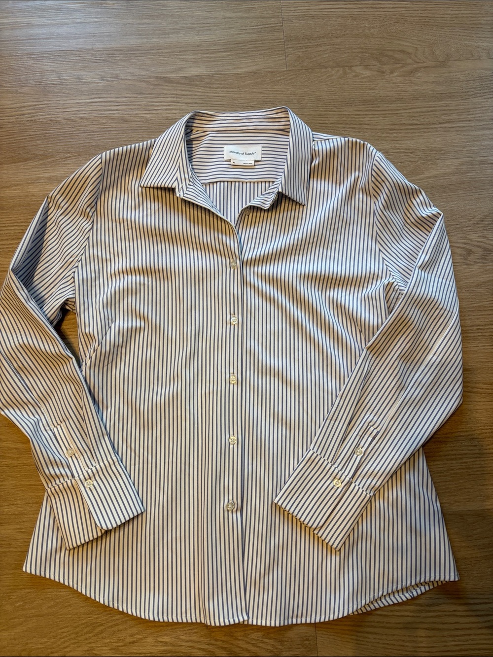 Ministry of Supply Women’s XL Striped Button Up Shirt Casual Office Classic